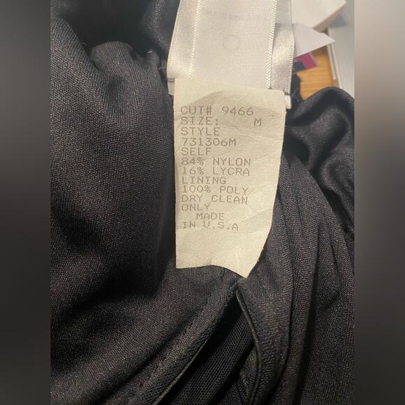 Tadashi Dress Sleeveless Double V Midi Cocktail Evening Mesh Black Womens Size M - Picture 6 of 11